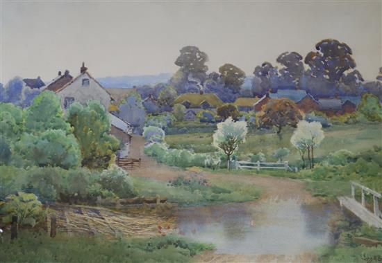 John Bromley, watercolour, a country scene, 37 x 50 cm